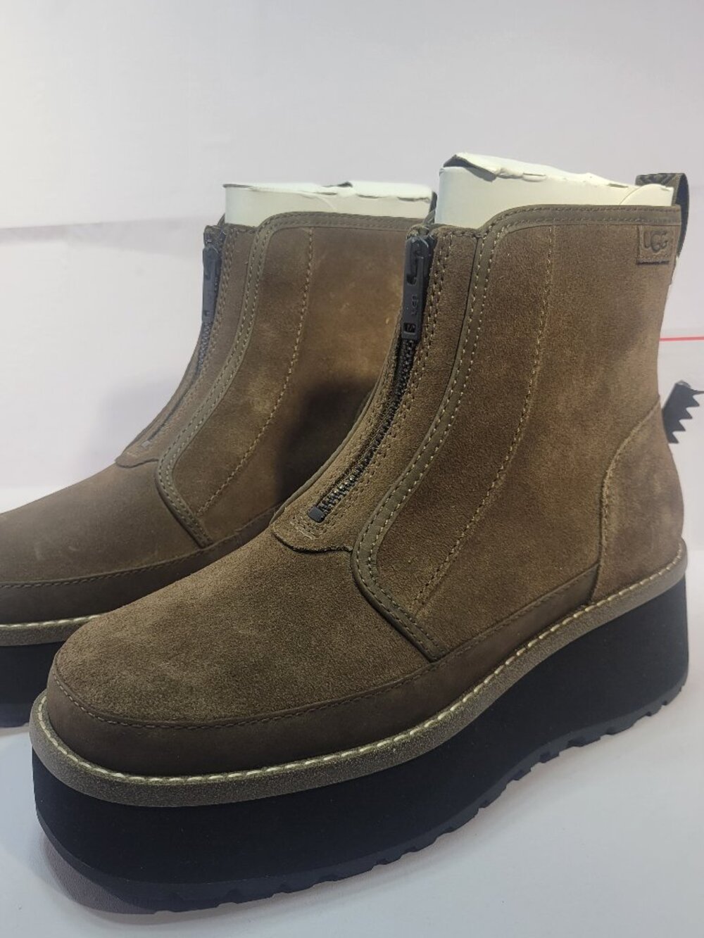 UGG Cityfunc Zip Women's Size 7 Dark Toffee Suede Boots "SAMPLE"